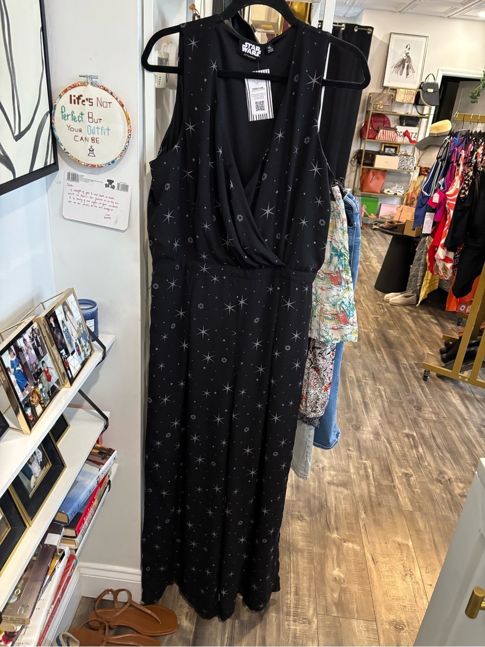 Star Wars Black Maxi Jumpsuit with Silver Star Print
